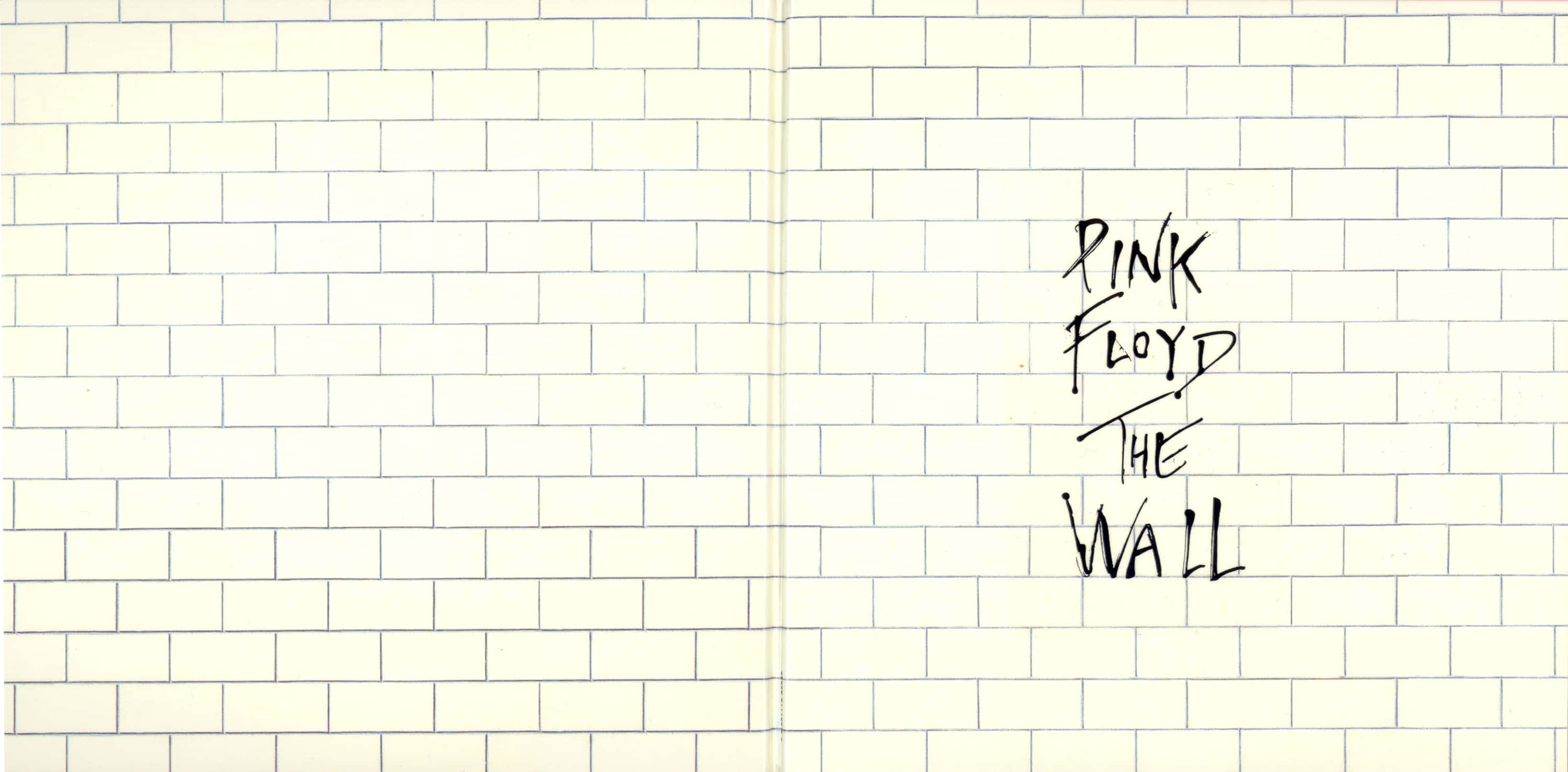 Pink Floyd The Wall, black ink, cream-colored brick wall, 2K Desktop Wallpaper