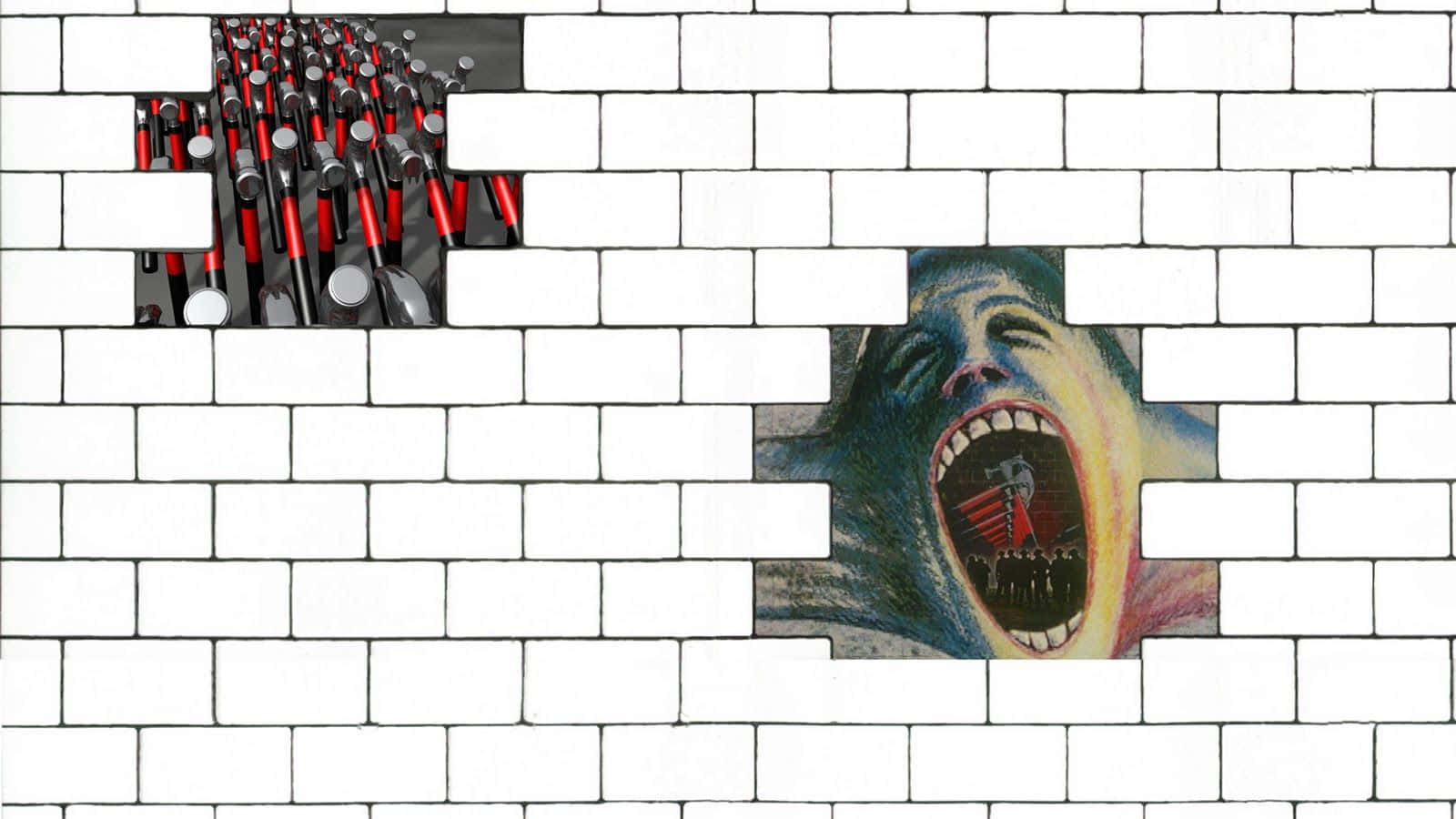 Pink Floyd The Wall, white brick wall, screaming face, HD Desktop Wallpaper