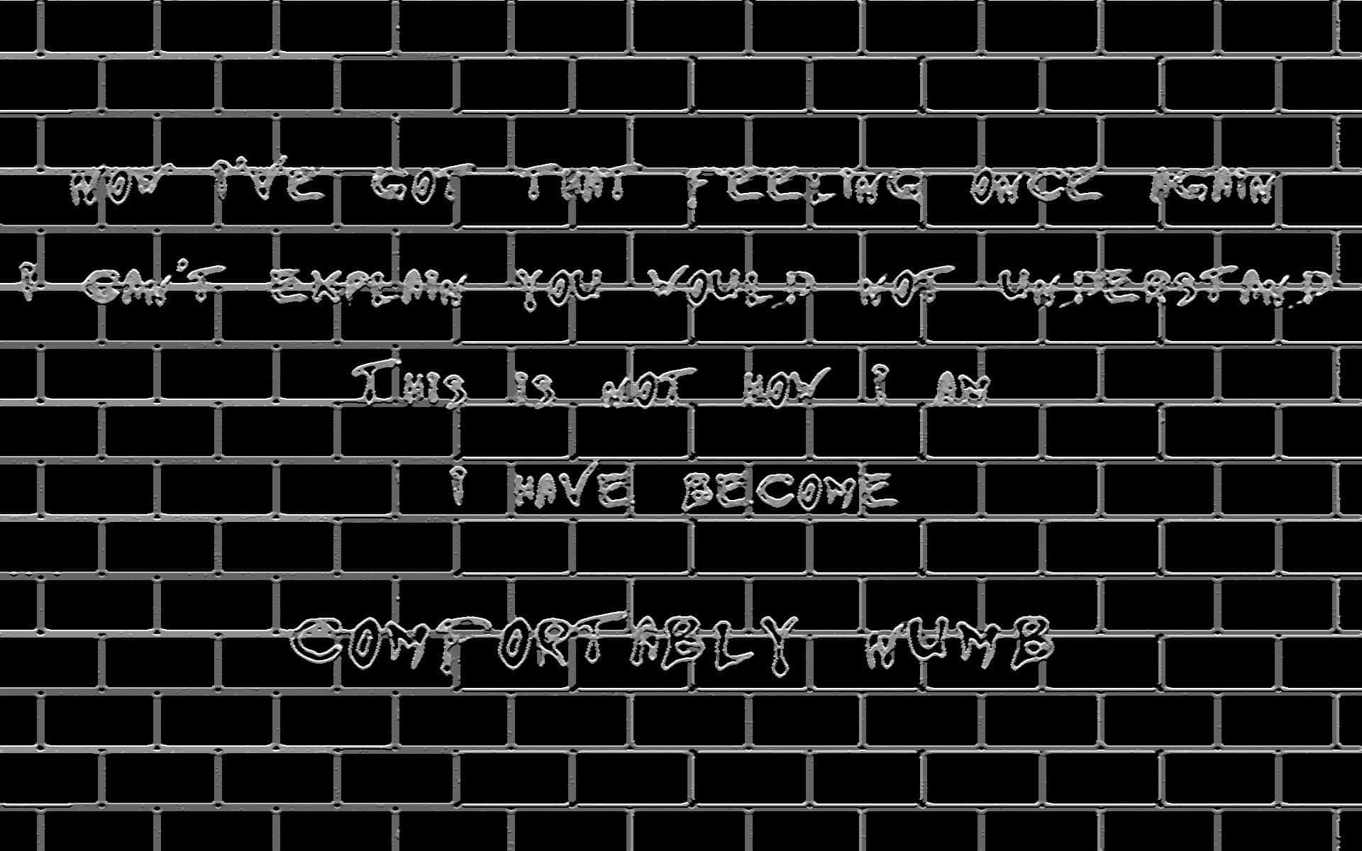 Pink Floyd The Wall, black brick wall, white graffiti-style text, Full HD Desktop Wallpaper