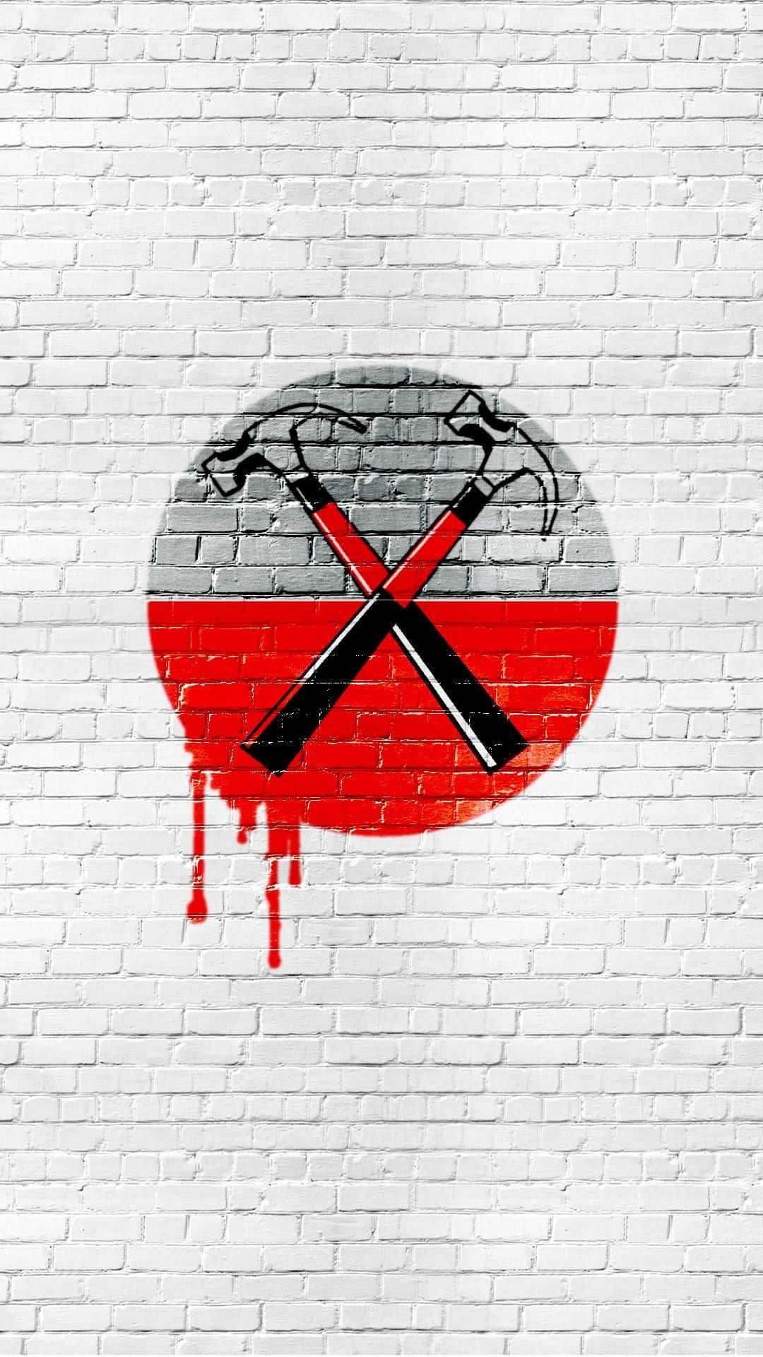 Pink Floyd The Wall, crossed hammers, red and gray circle, Full HD Phone Wallpaper