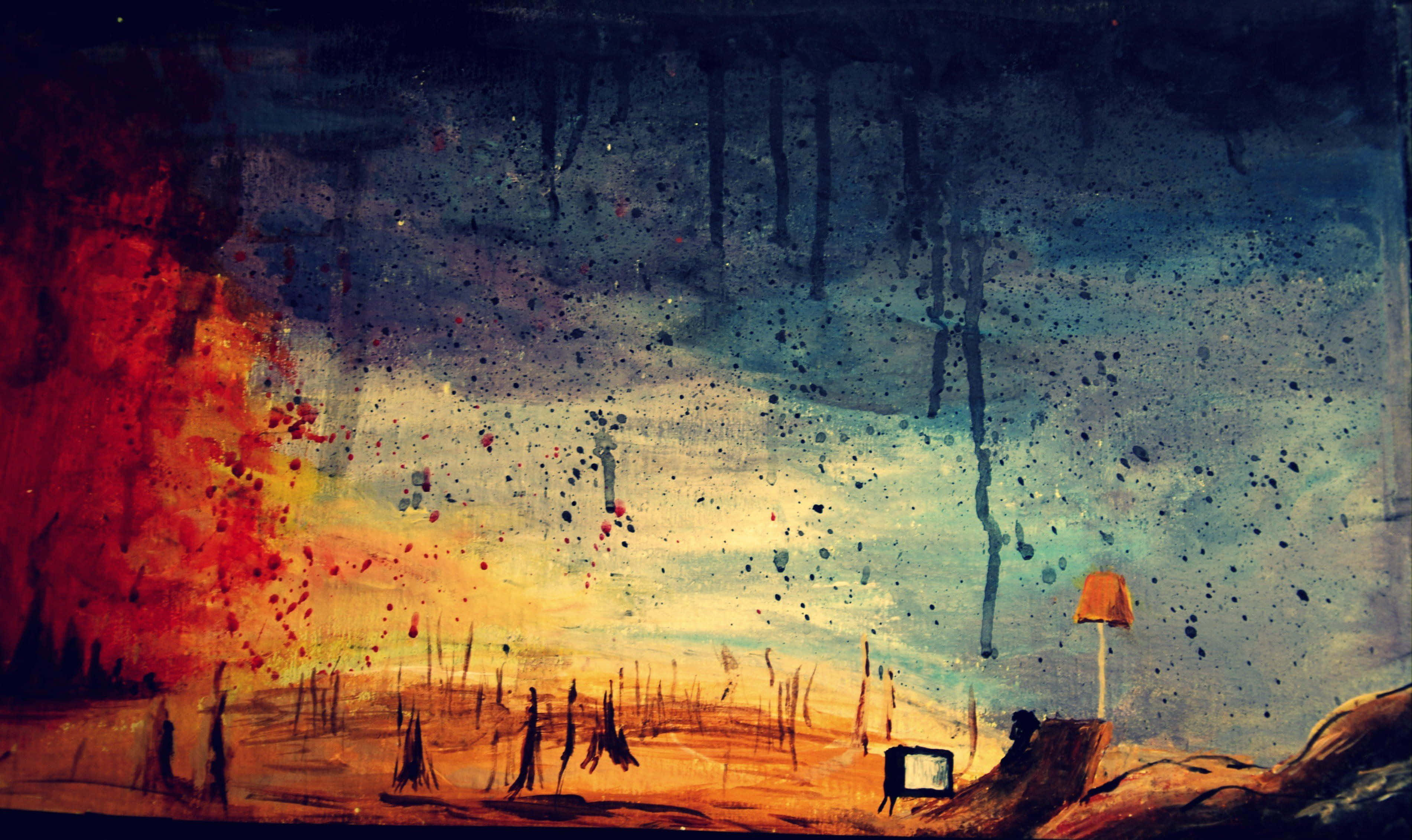 Pink Floyd The Wall, lone figure, lamp, 2K Desktop Wallpaper