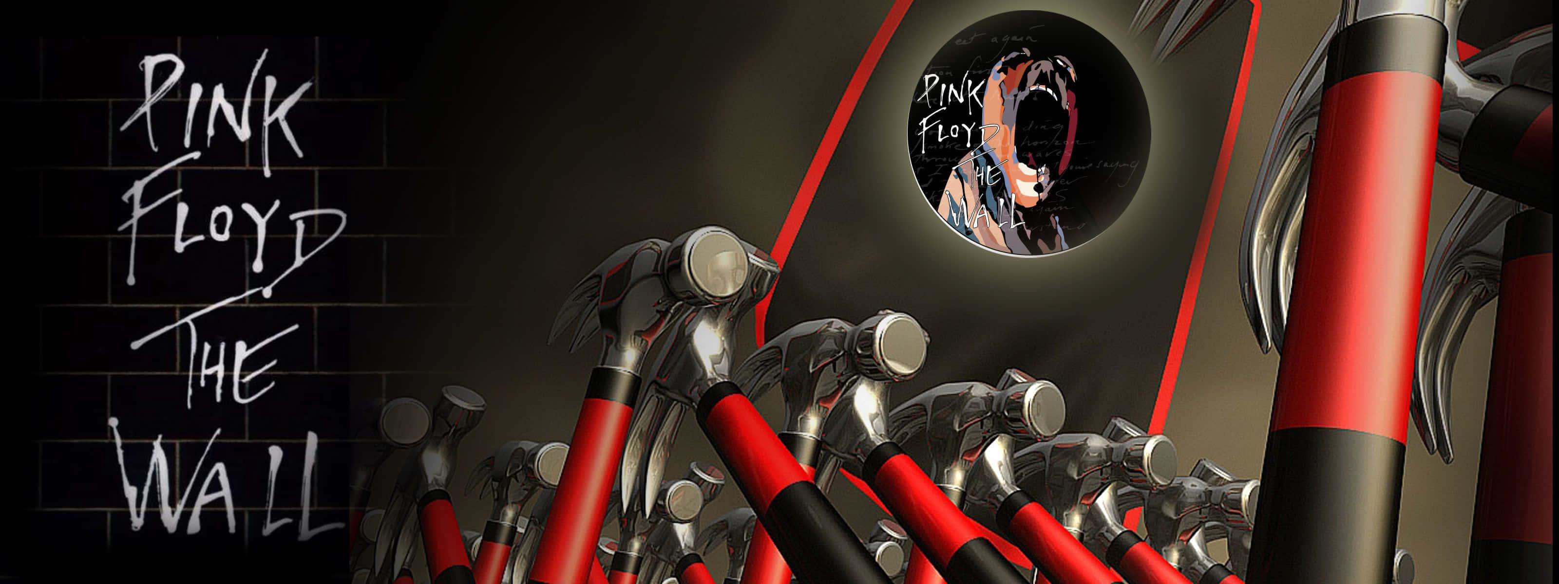 Pink Floyd The Wall, red hammers, silver hammers, 2K Desktop Wallpaper