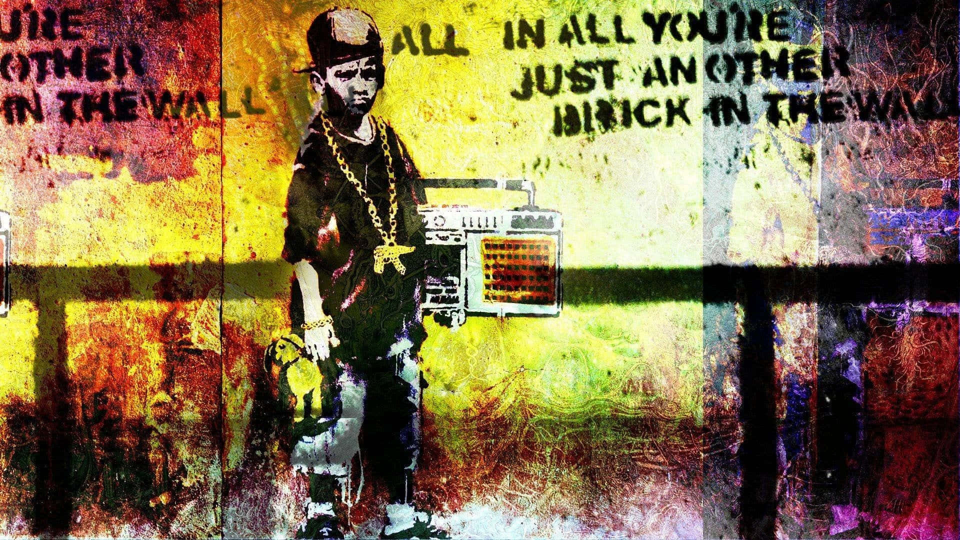 Pink Floyd The Wall, street art mural, young boy, Full HD Desktop Wallpaper