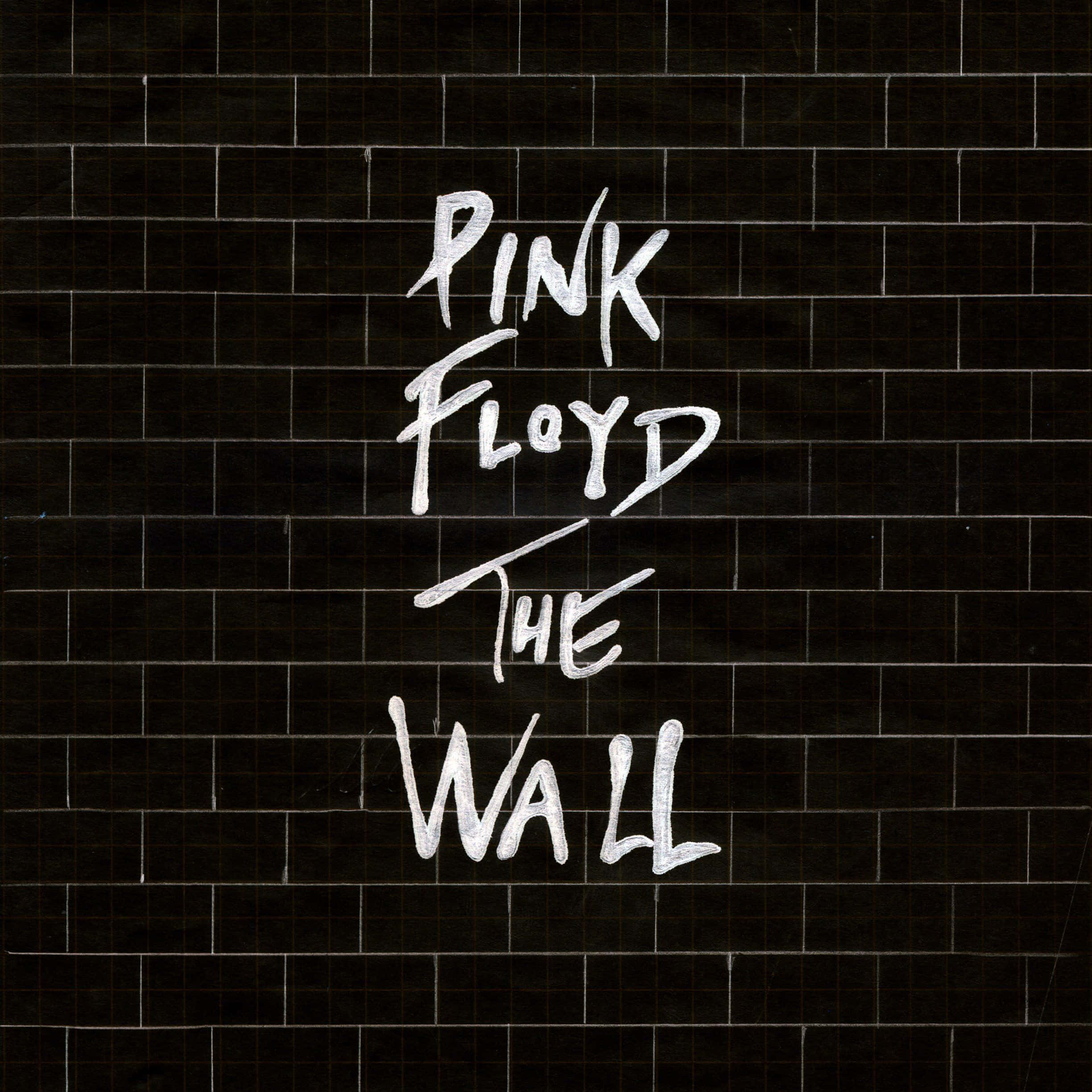 Pink Floyd The Wall, white graffiti-style text, dark tiled wall, Full HD Desktop Wallpaper