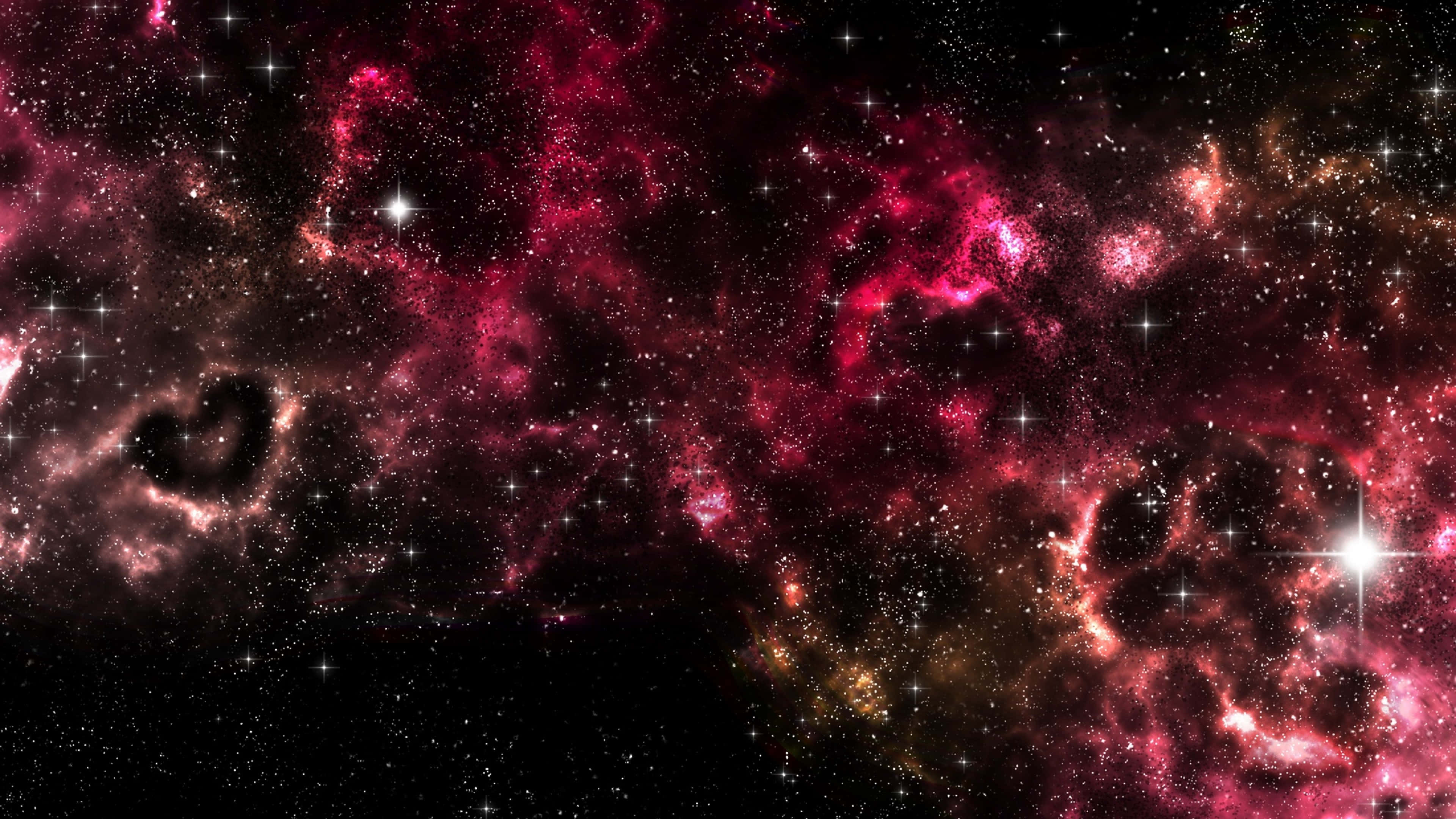 Shiny Pink Galaxy, vibrant pink, gold cosmic nebulae, 4K Desktop Wallpaper