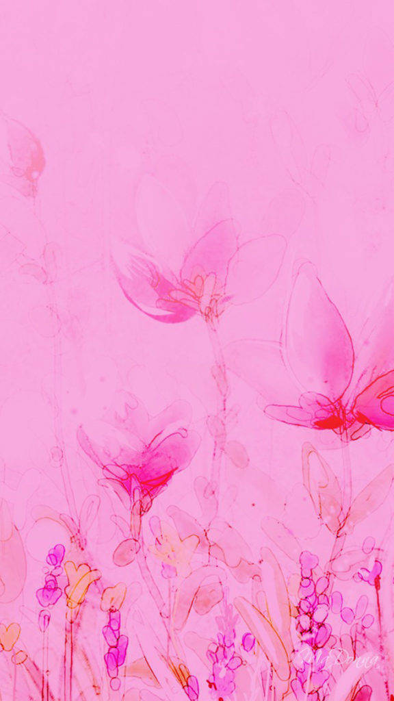 artistic pink girl iphone, soft pink watercolor flowers, dreamy pastel pink background, SD Phone Wallpaper