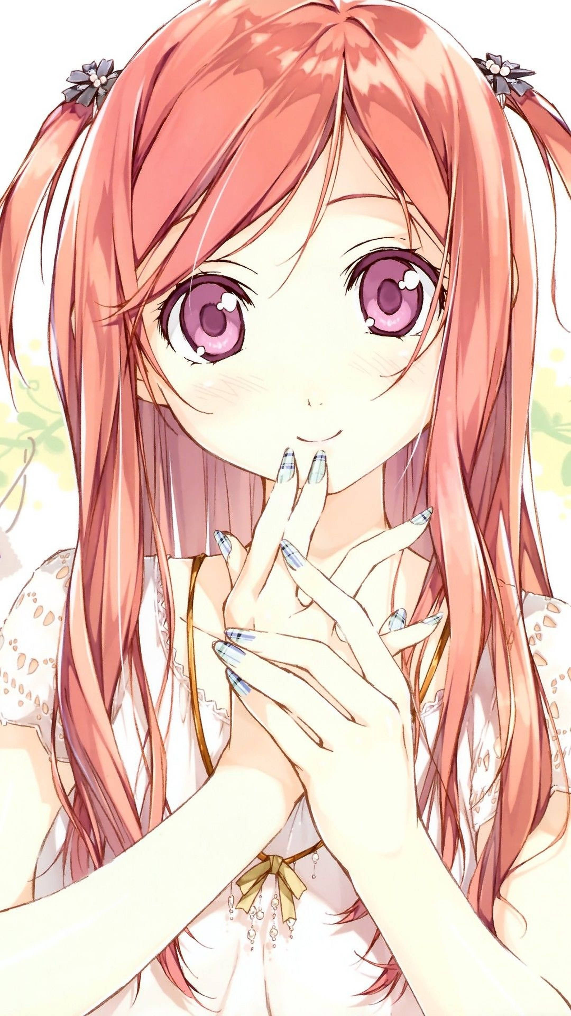 Pink Girl iPhone, anime girl, pink hair, 4K Phone Wallpaper