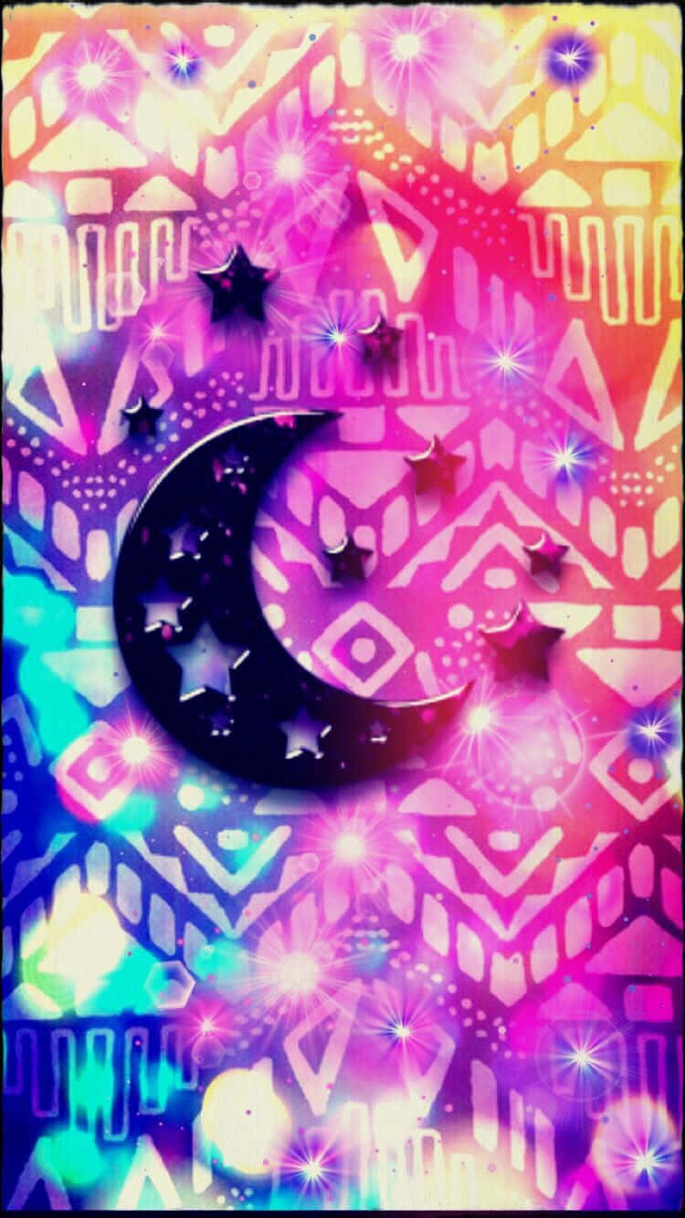 Pink Girly, cosmic crescent moon, stars, HD Phone Wallpaper