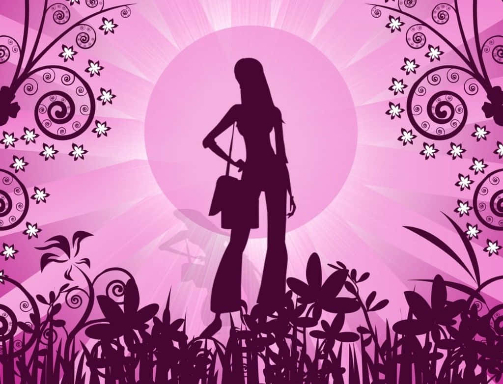 Pink Girly, silhouette, woman, SD Desktop Wallpaper