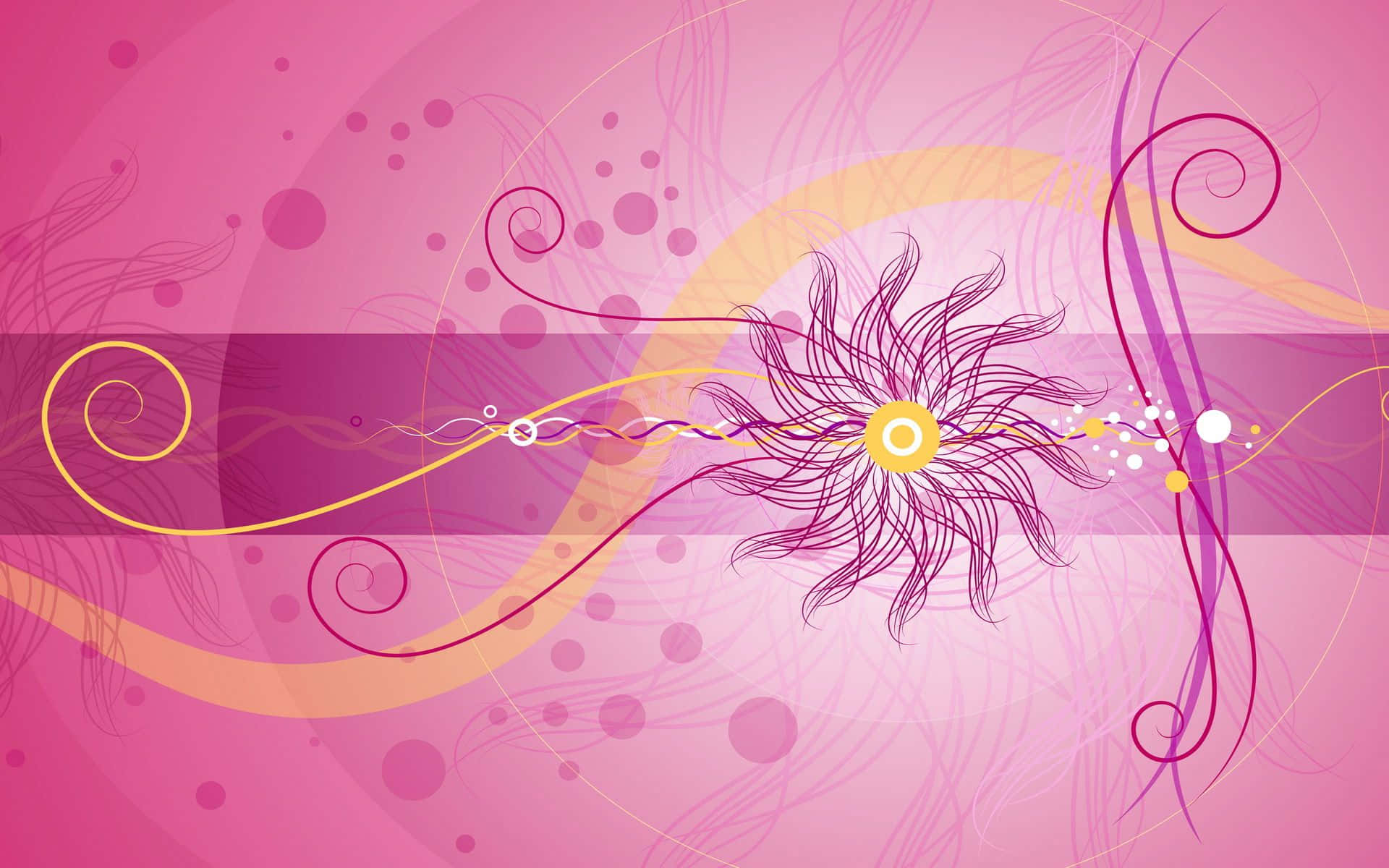 Floral Pink Girly, vibrant pink abstract design, central spiky flower, Full HD Desktop Wallpaper