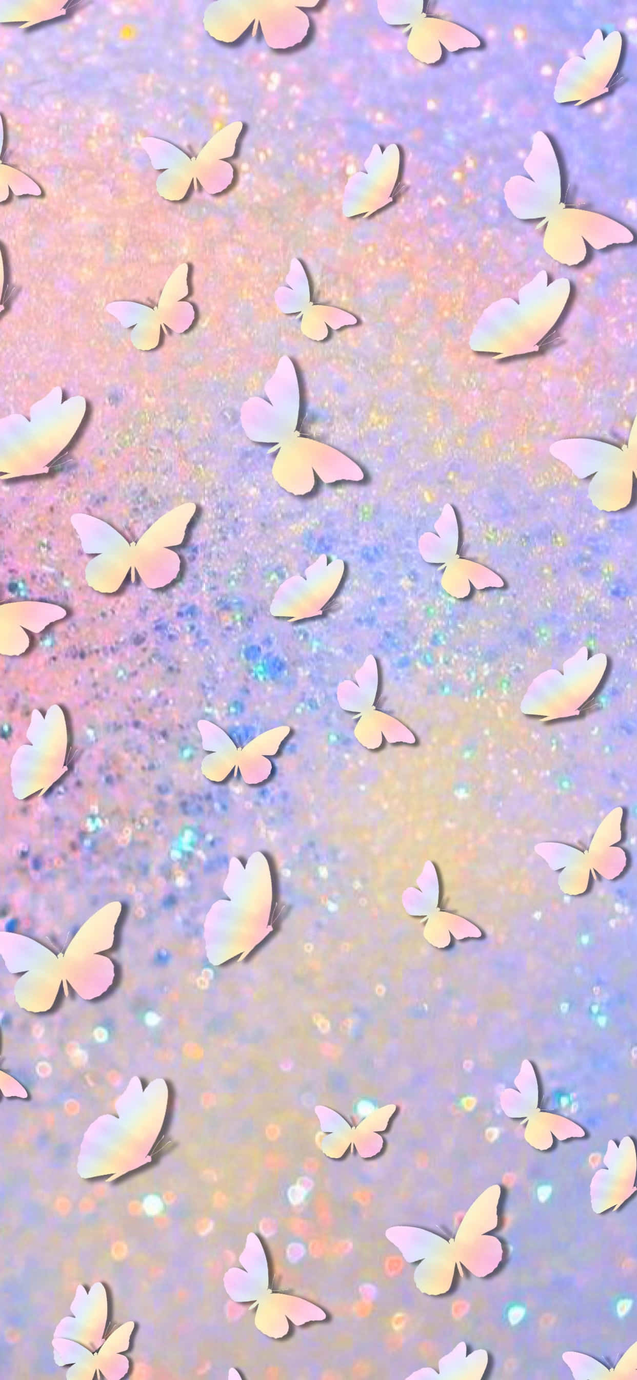 Pink Glitter Butterfly, iridescent butterflies, sparkling gradient background, 2K Phone Wallpaper