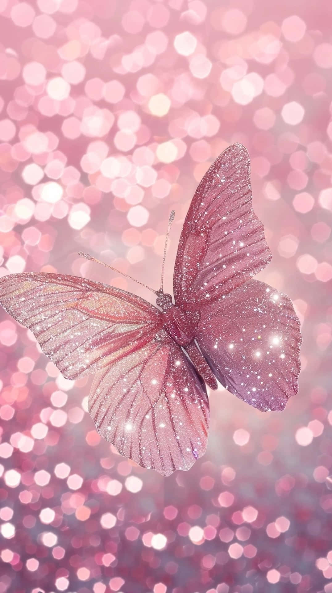 Sparkling Pink Butterfly, glittering pink butterfly, detailed wings, Full HD Phone Wallpaper