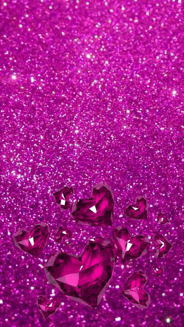 purple pink glitter, heart diamonds, shimmering magenta glitter, SD Phone Wallpaper