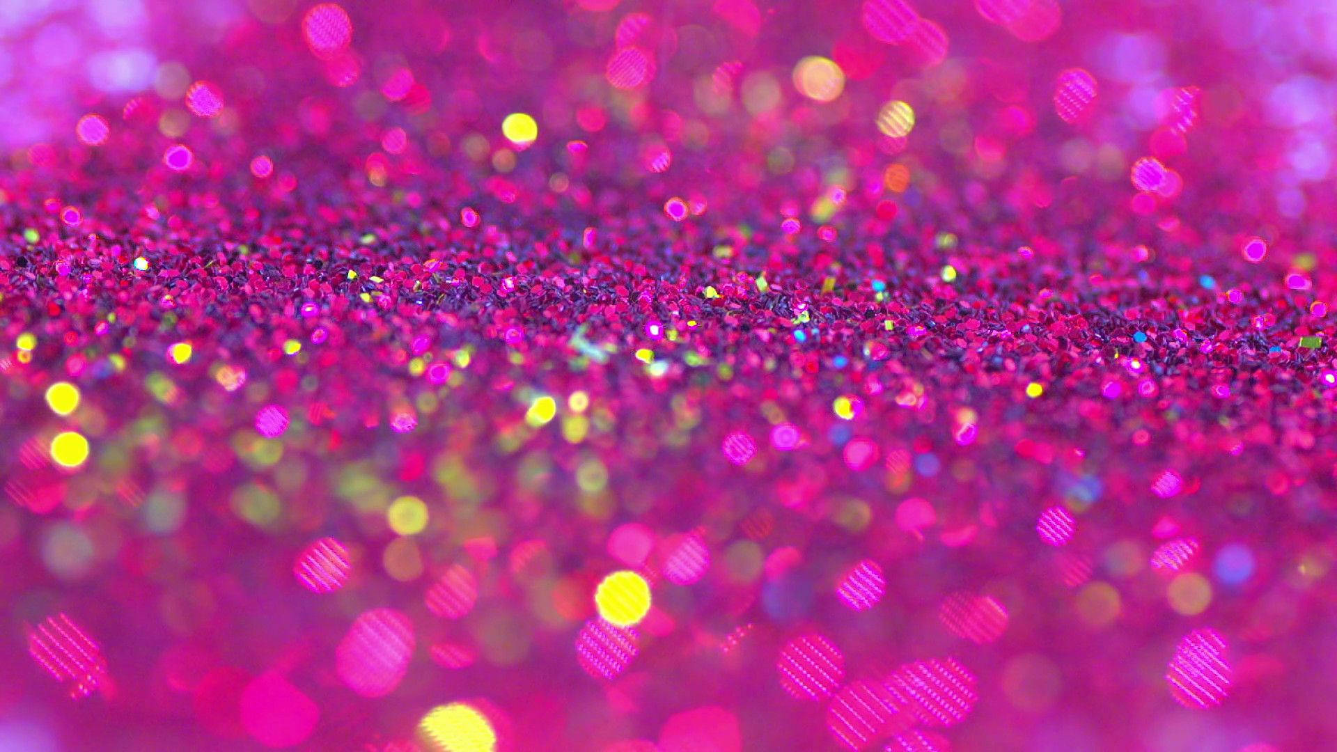 pink glitter, yellow bokeh lights, vibrant pink, Full HD Desktop Wallpaper