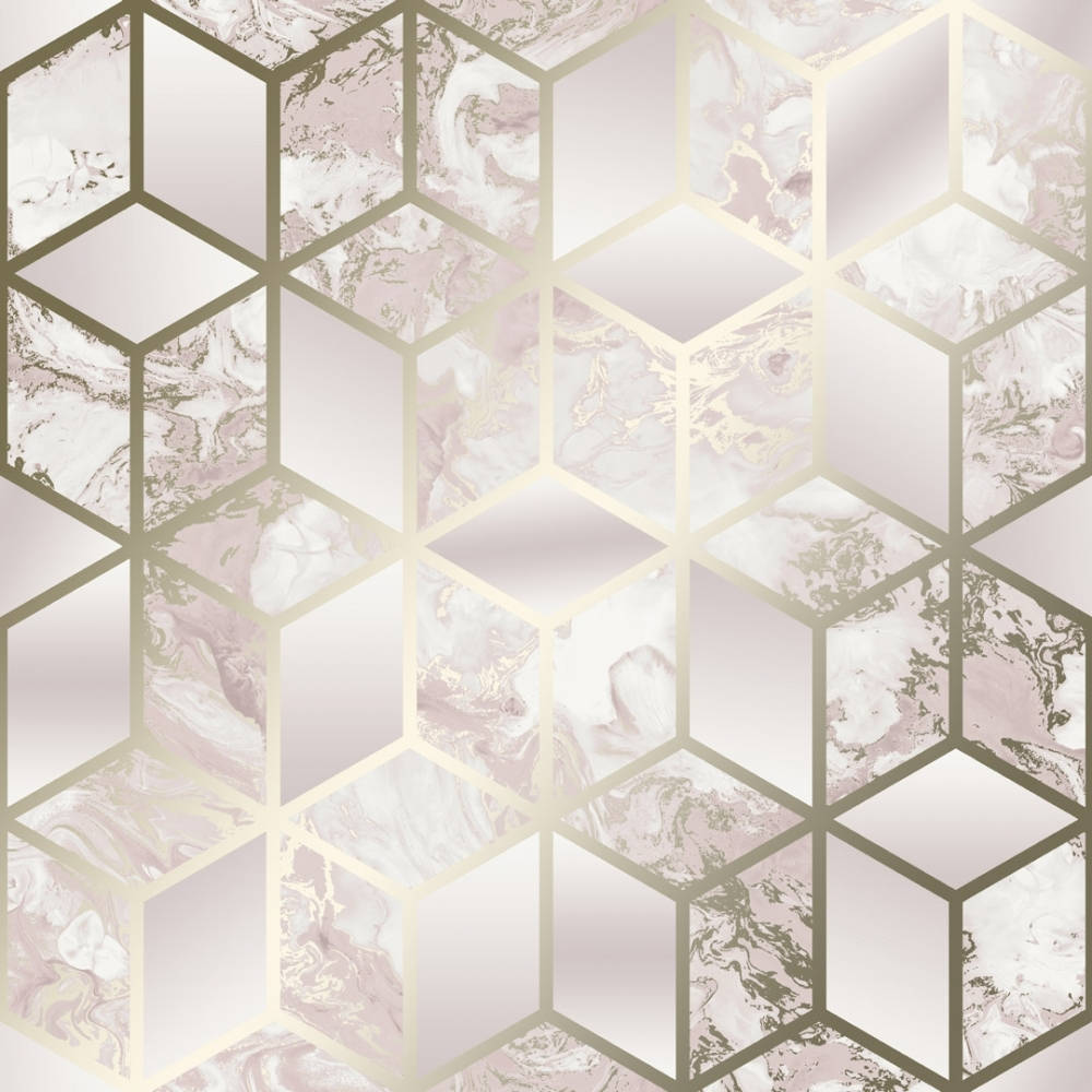 Pink Gold Marble, hexagonal grid, soft pink, SD Desktop Wallpaper