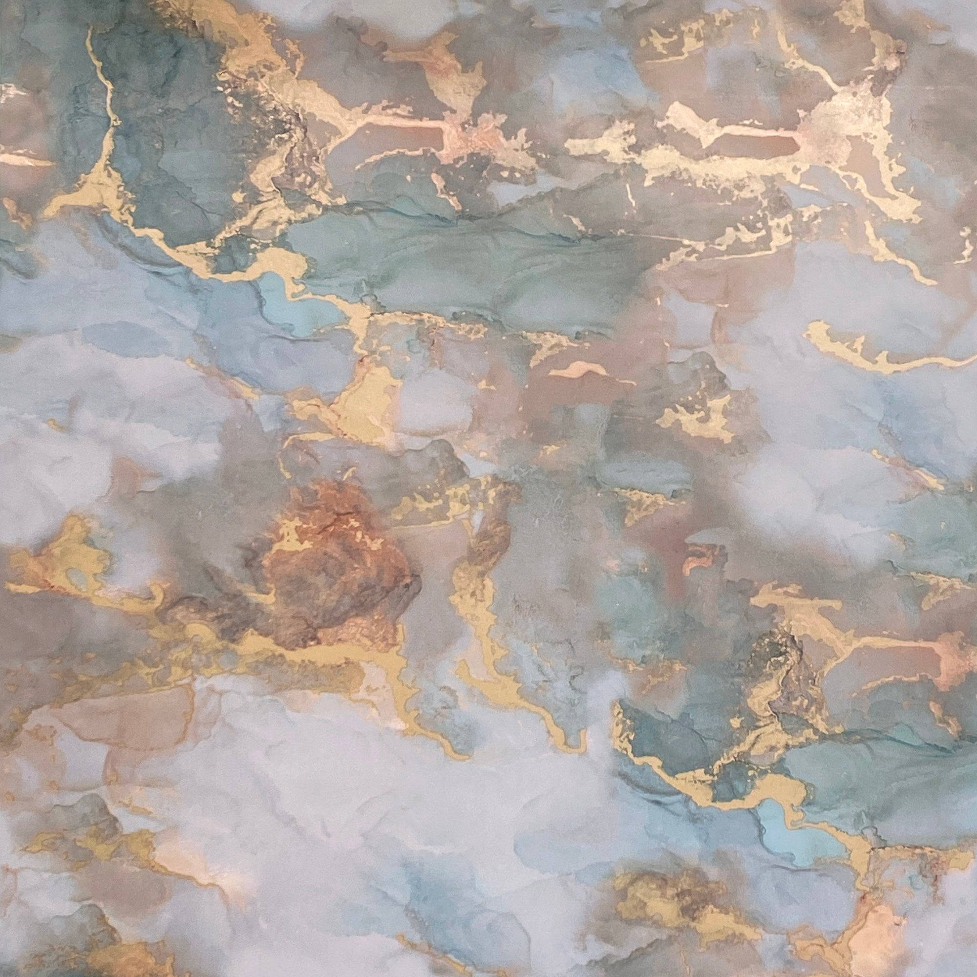 Pink Gold Marble, gold, soft blues, Full HD Desktop Wallpaper