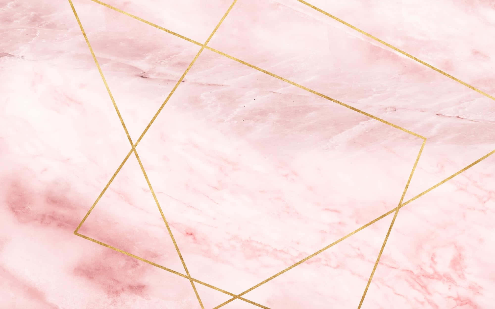 gold geometric pattern, pink marble background, soft pink marble surface, Full HD Desktop Wallpaper