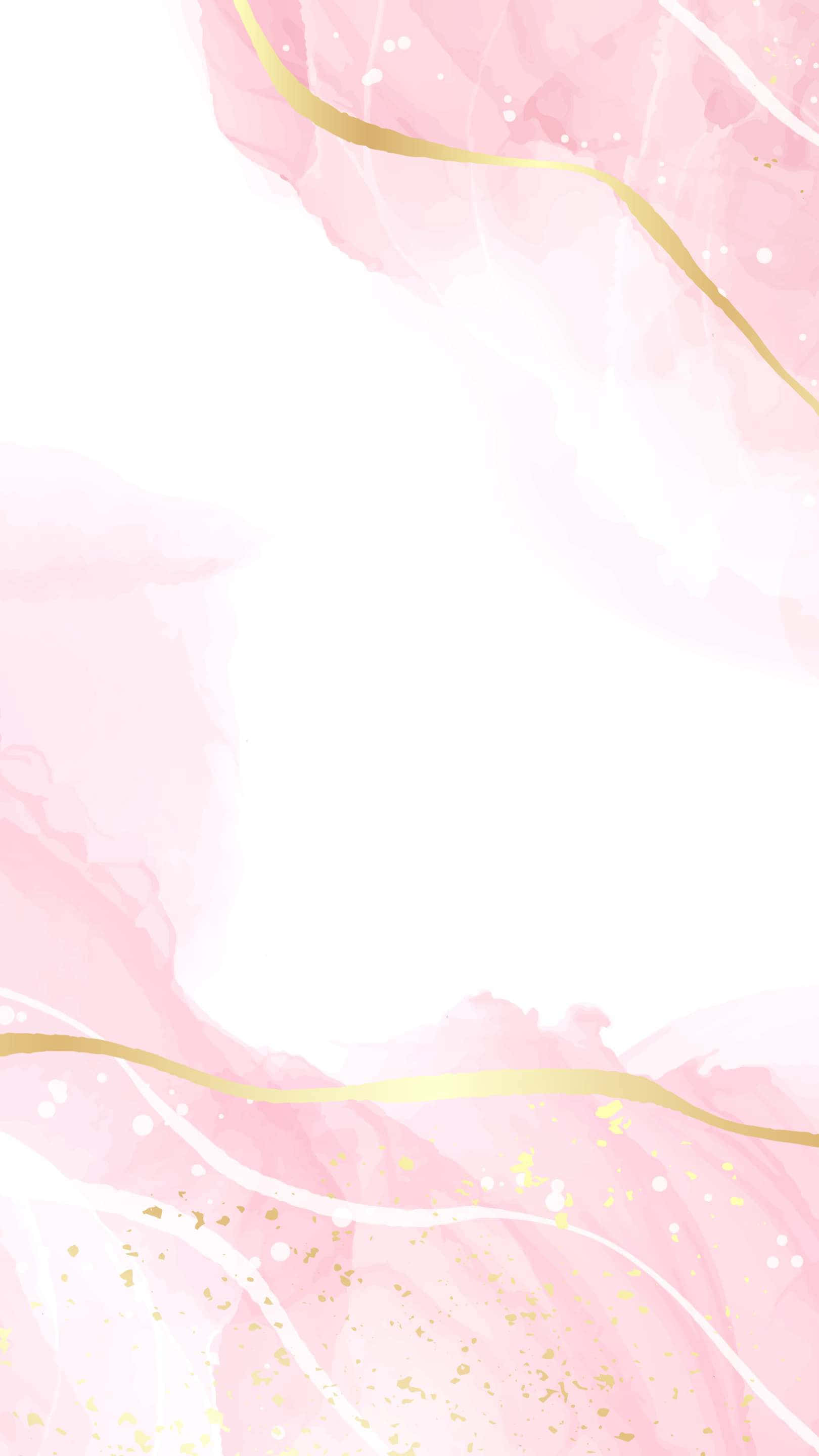 Rose Gold Marble, soft pink watercolor washes, delicate gold lines, 2K Phone Wallpaper