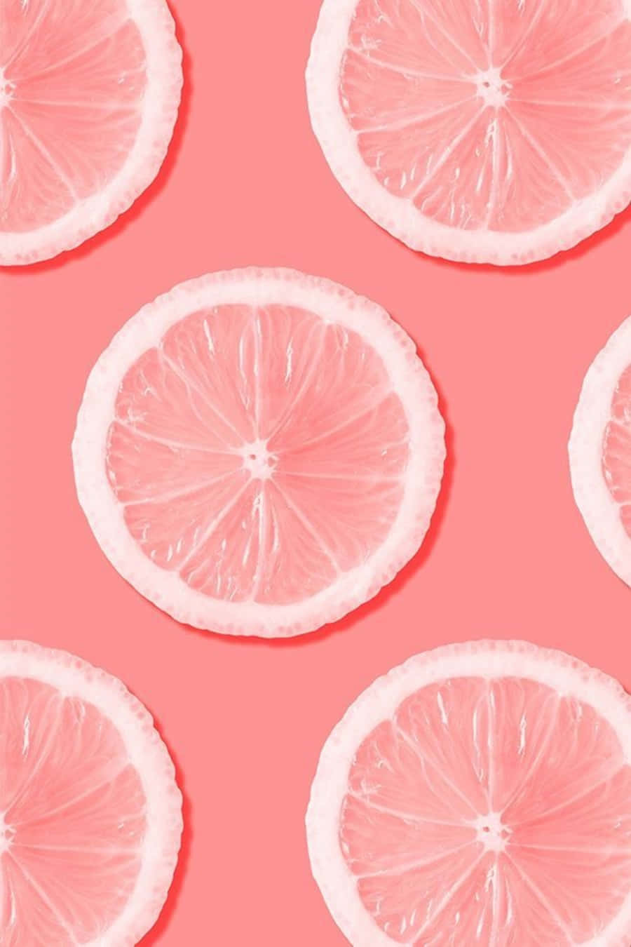 pink grapefruit, repeating pattern, solid coral background, HD Phone Wallpaper