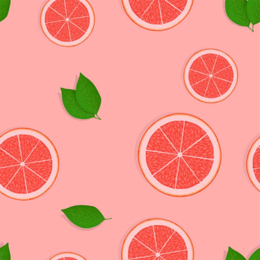 Pink Grapefruit, vibrant pink, sliced grapefruits, SD Desktop Wallpaper