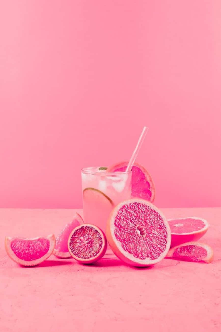 Pink Grapefruit, vibrant pink grapefruit drink, ice, HD Phone Wallpaper