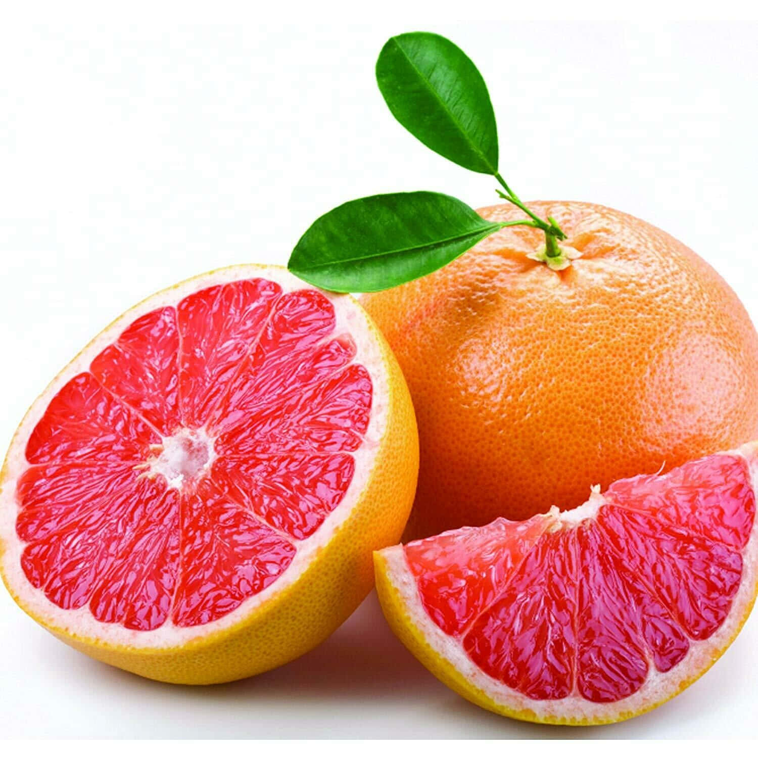 Pink Grapefruit, red pulp, green leaves, HD Desktop Wallpaper