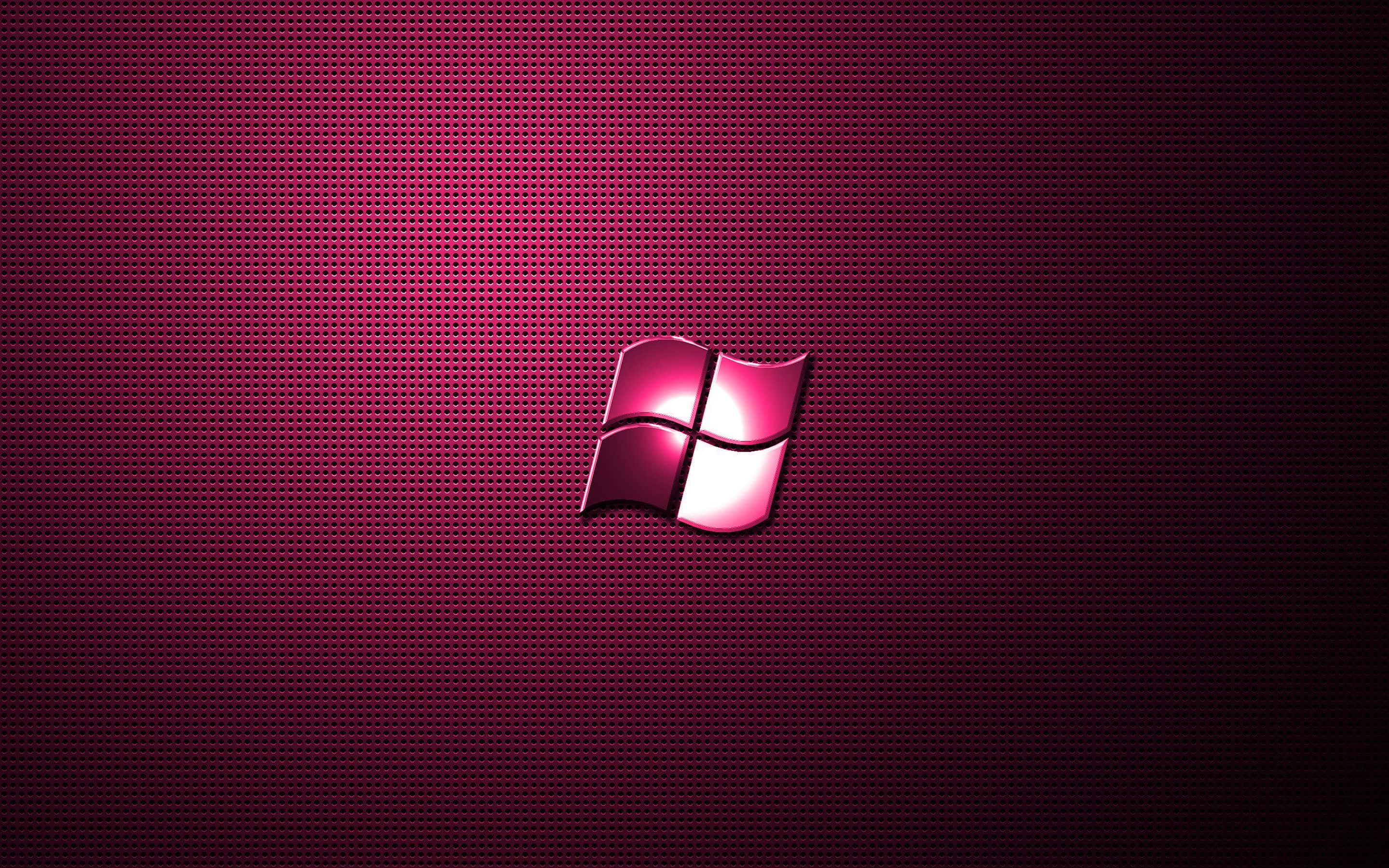 Pink Grid, glowing pink Windows logo, textured dark magenta background, 2K Desktop Wallpaper