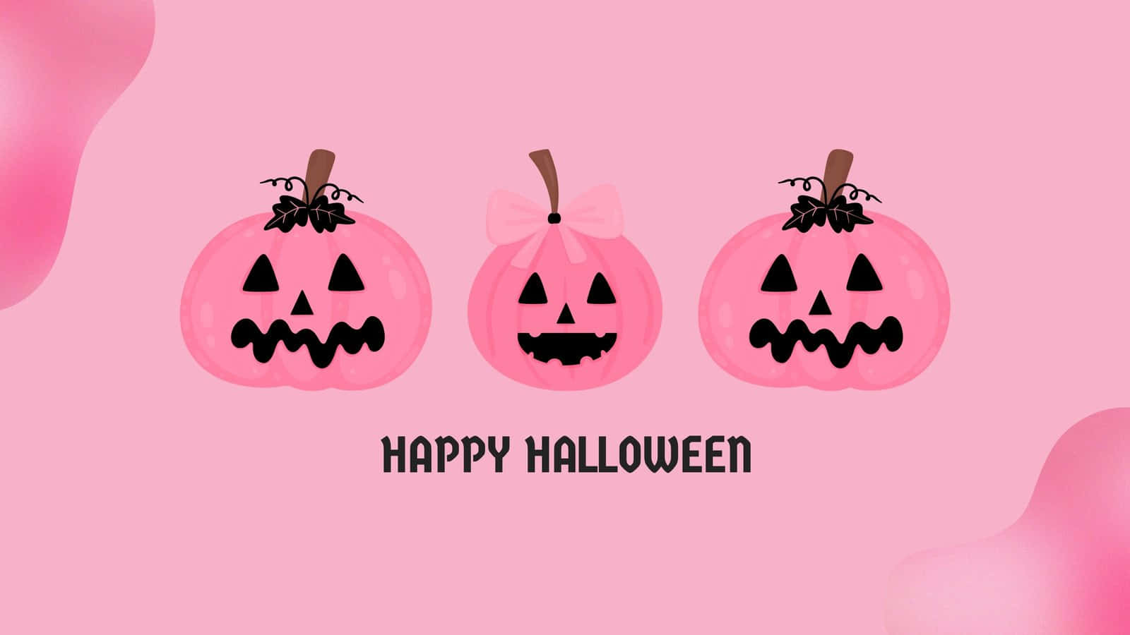 pastel pink halloween pumpkins, pink cartoon pumpkins, black jack-o-lantern faces, HD Desktop Wallpaper