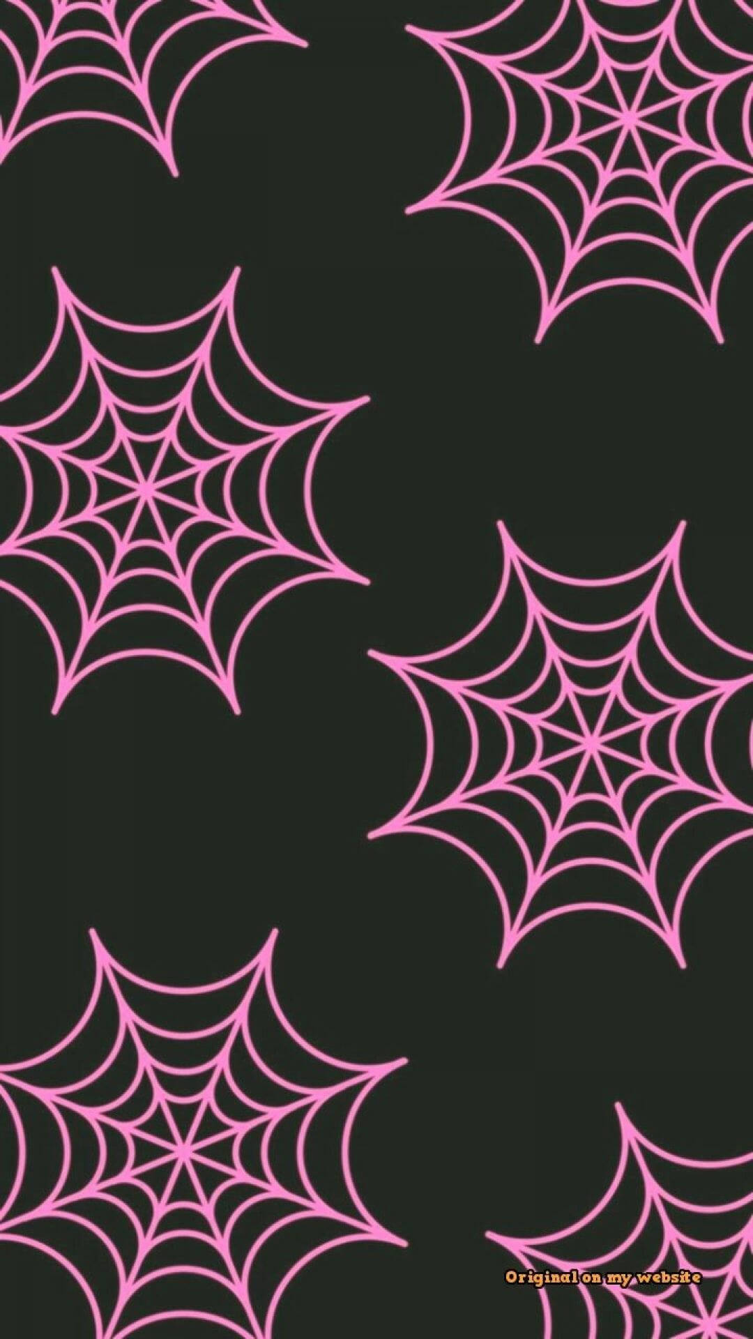 pink spider web pattern, black background, repeating pattern, Full HD Phone Wallpaper