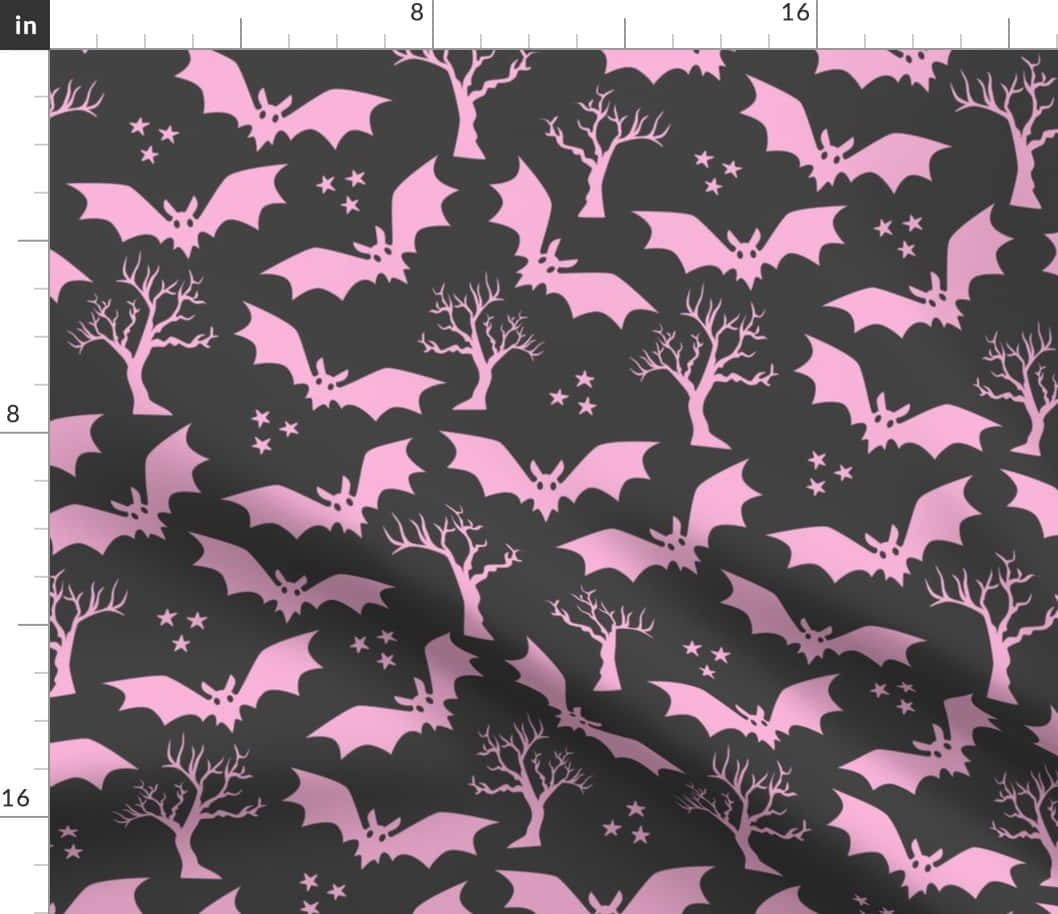 pastel pink halloween bat fabric pattern, pink bats, trees, SD Desktop Wallpaper
