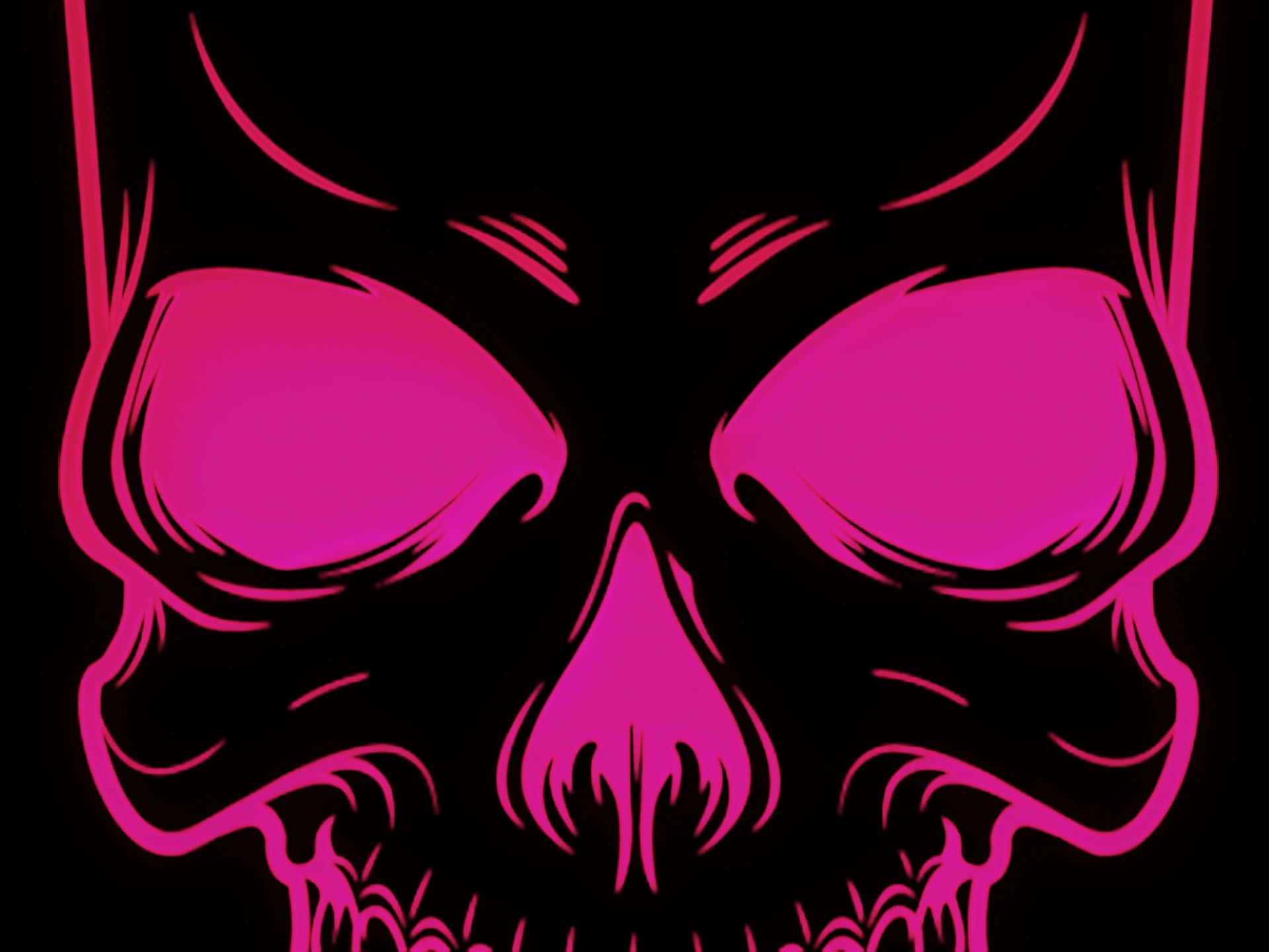 pink skull, black background, bold pink skull illustration, Full HD Desktop Wallpaper