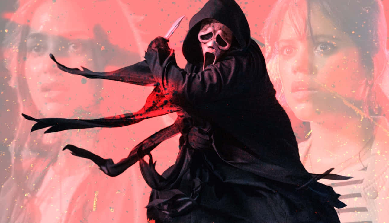 pink hued horror movie villain, black robes, knife, HD Desktop Wallpaper