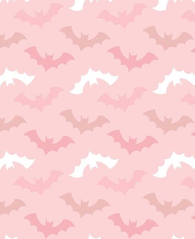 pastel pink halloween bat pattern, soft pink, repeating bats, SD Phone Wallpaper