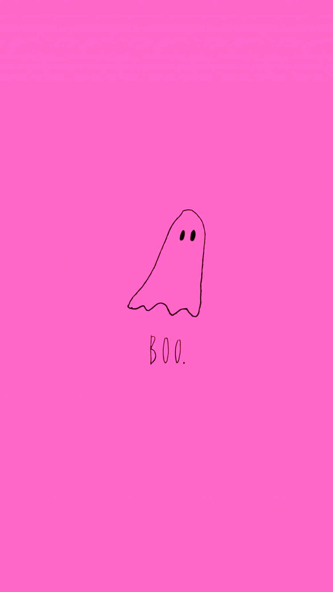 Pink Halloween, ghost, black line drawing, Full HD Phone Wallpaper