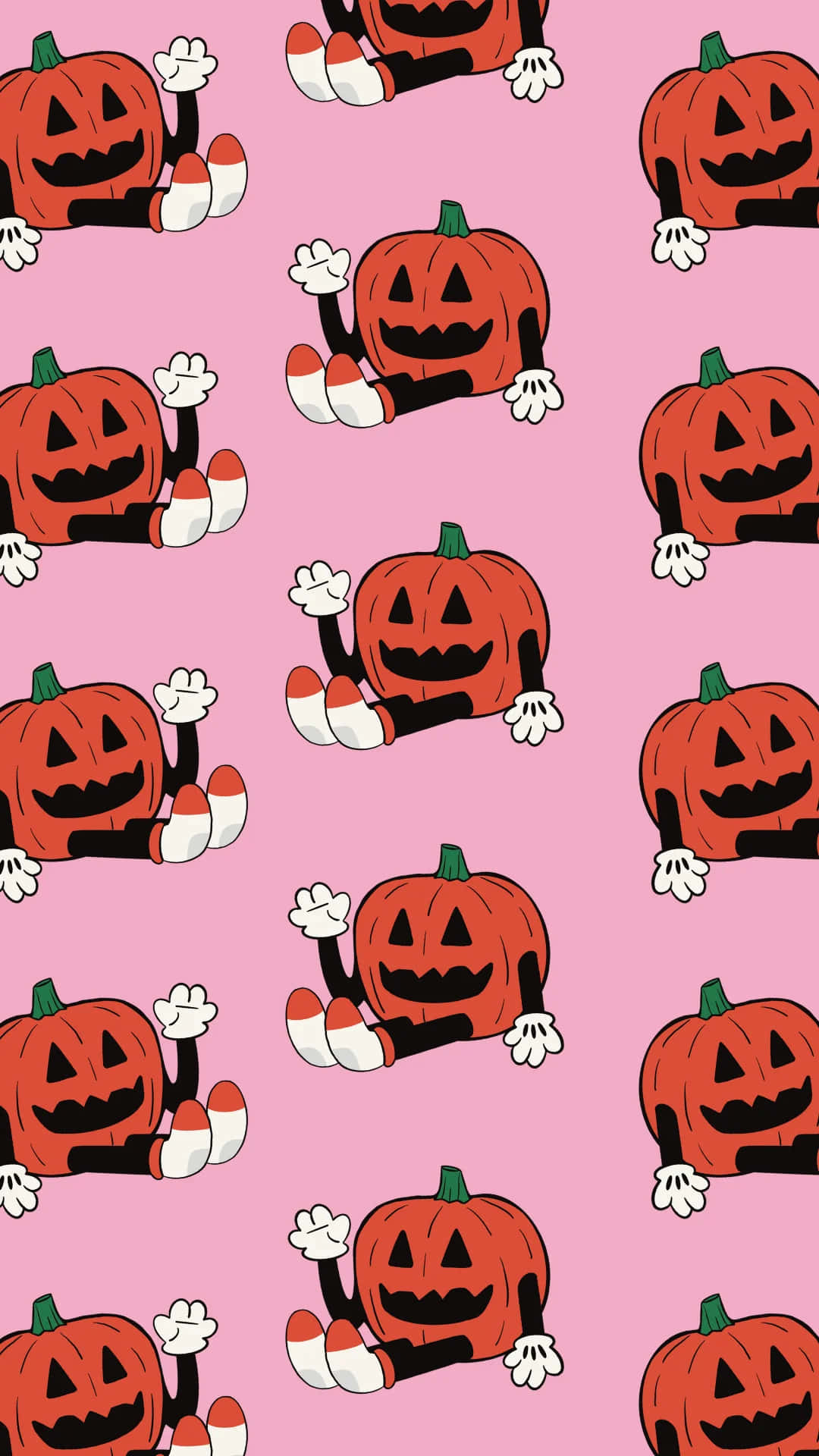 Pink Halloween, pumpkin pattern, cartoon pumpkins, Full HD Phone Wallpaper