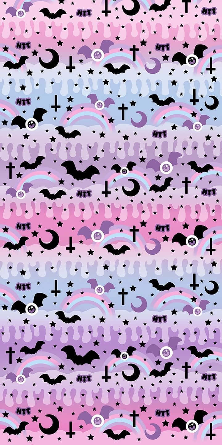 pastel pink, purple, black bats, HD Phone Wallpaper