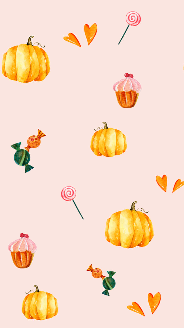 Pink Halloween, pumpkins, cupcakes, HD Phone Wallpaper