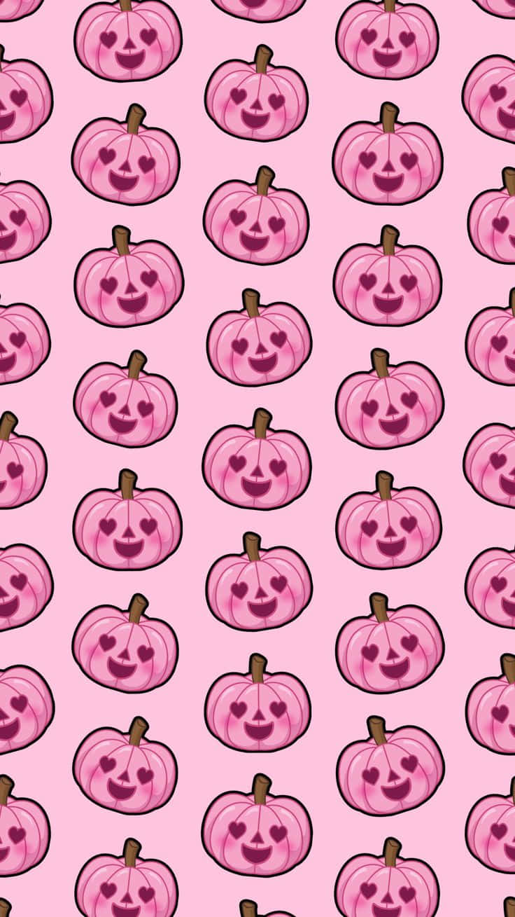 Pink Halloween, pumpkin pattern, heart eyes, HD Phone Wallpaper