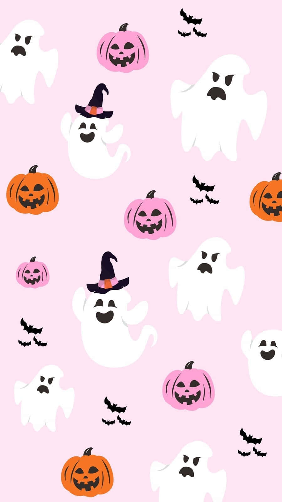 Cute Halloween Pattern, pink background, white ghosts, HD Phone Wallpaper