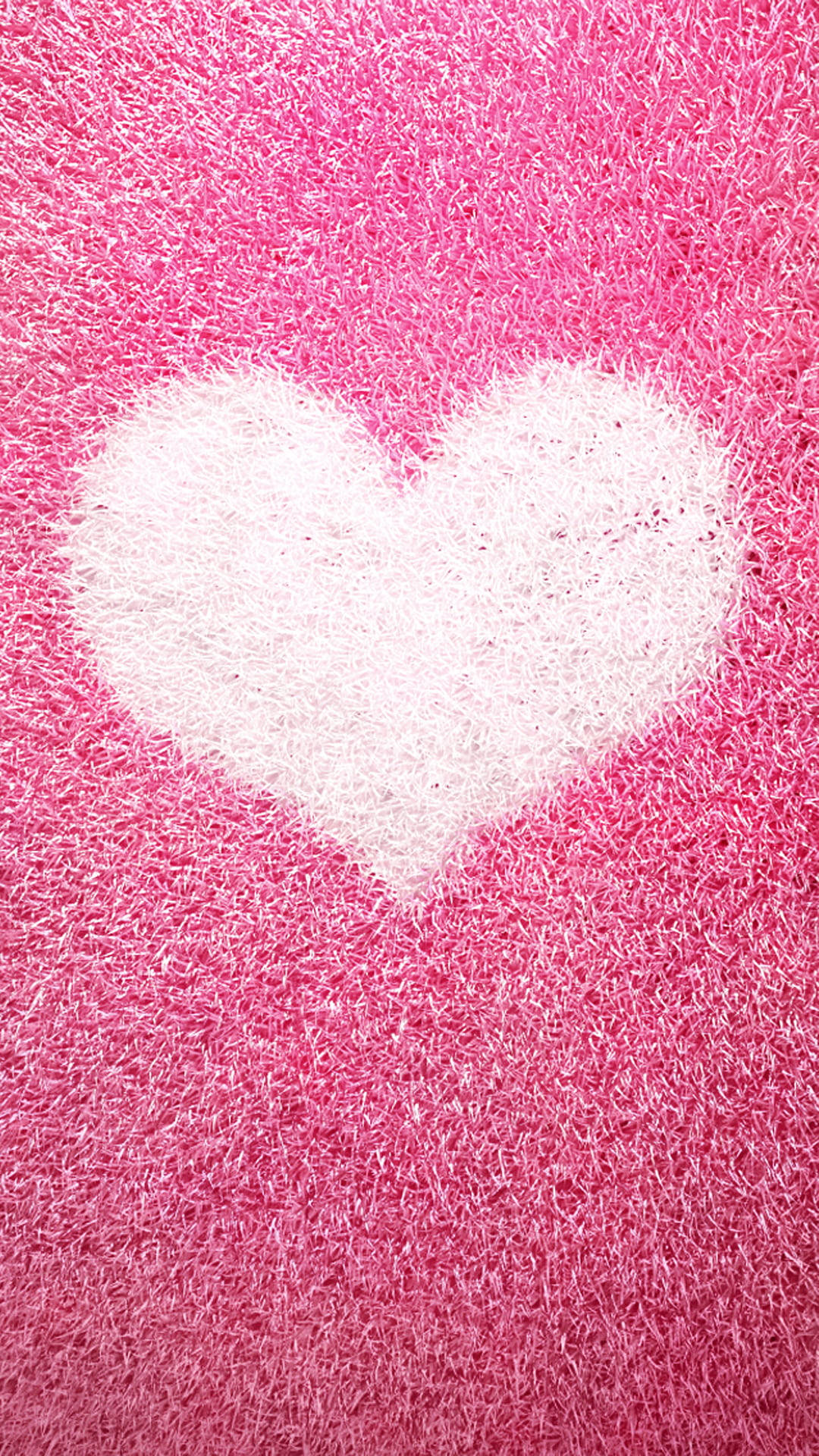textured pink heart, soft fluffy pink towel, white heart shape, Full HD Phone Wallpaper