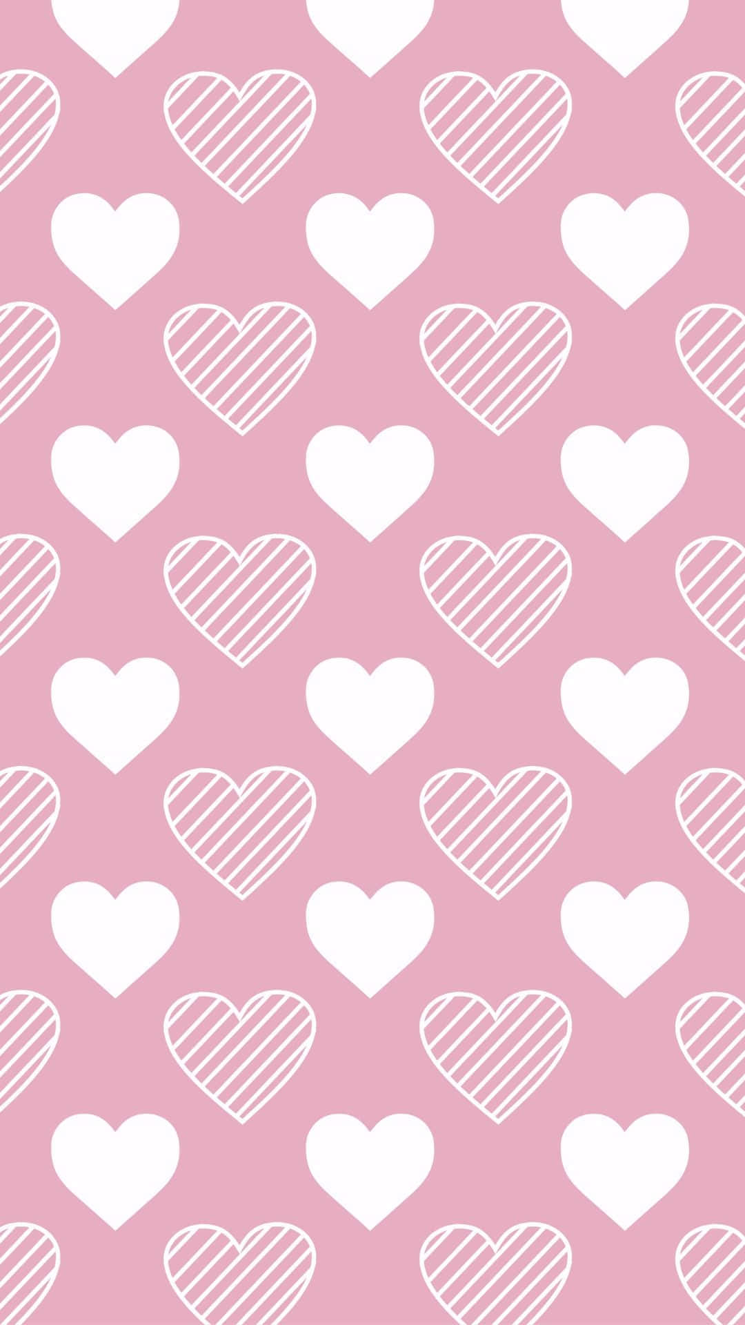 Pink Heart Pattern Aesthetic, soft pink wallpaper, repeating white hearts, Full HD Phone Wallpaper