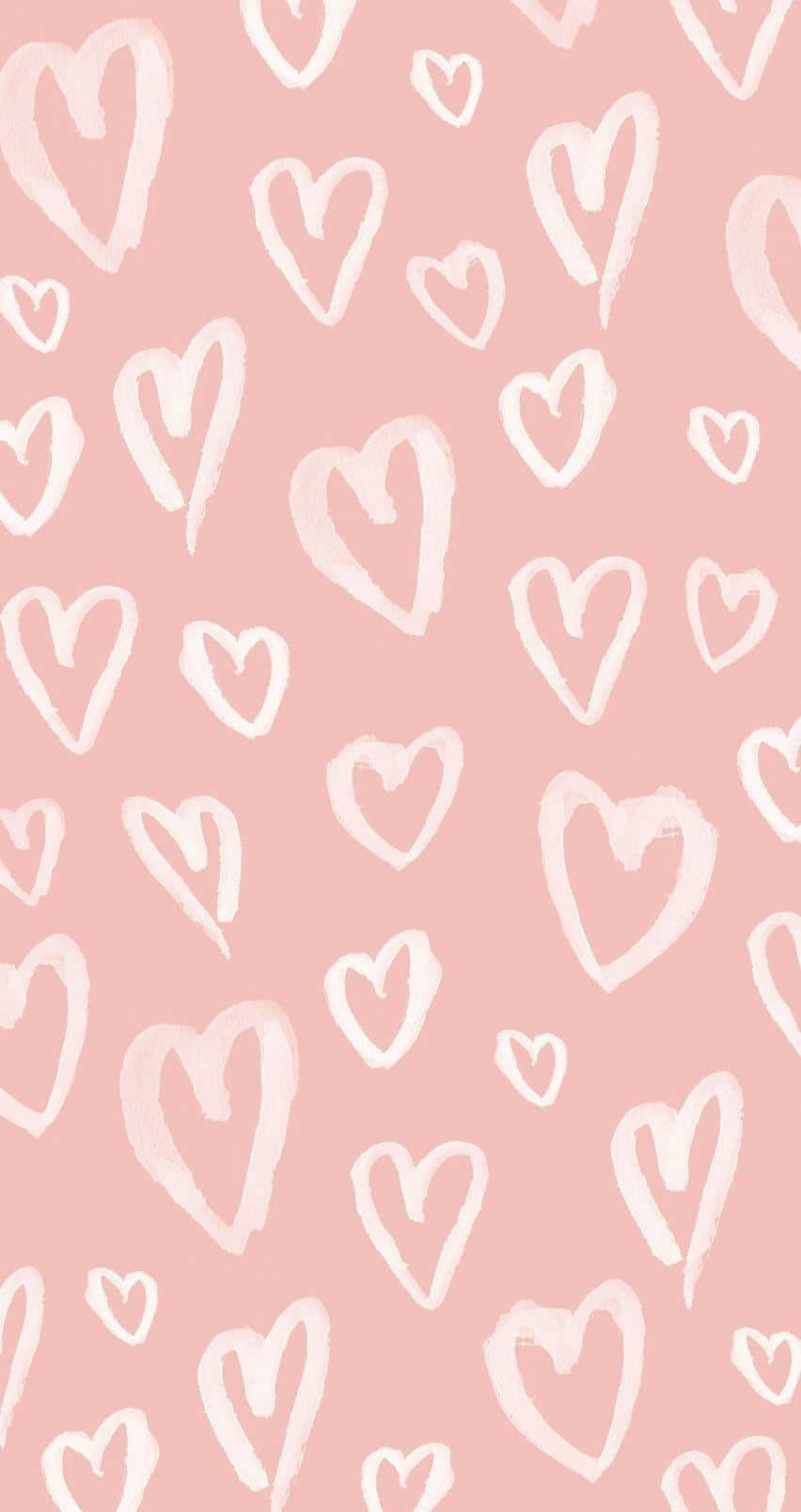 pink hearts pattern, soft pink background, hand-painted white hearts, HD Phone Wallpaper