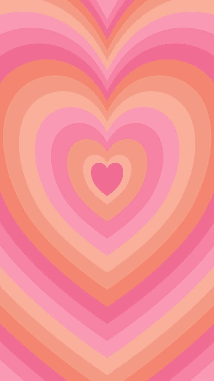 Pink Orange Heart Aesthetic, concentric hearts, gradient pinks and oranges, HD Phone Wallpaper