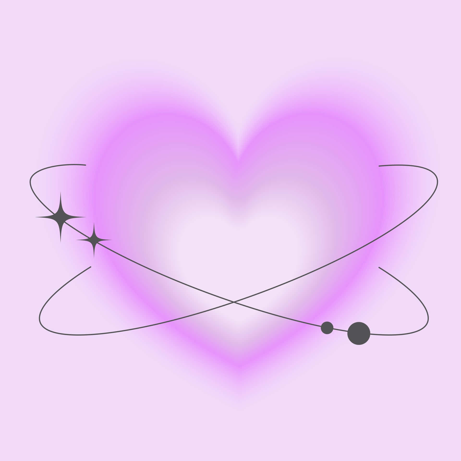 Pink Heart Aura, glowing purple heart, orbiting stars, Full HD Desktop Wallpaper