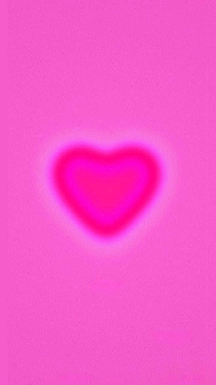 Pink Heart Aura, glowing heart shape, solid pink background, HD Phone Wallpaper