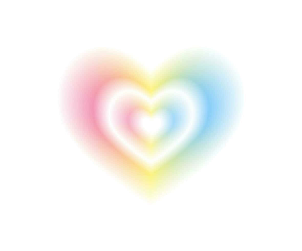 rainbow heart, soft pastel gradients, pure white background, SD Desktop Wallpaper