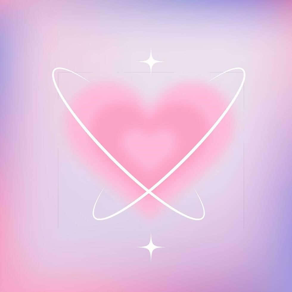 abstract pink heart aura, glowing pink heart, white atomic orbit lines, SD Desktop Wallpaper