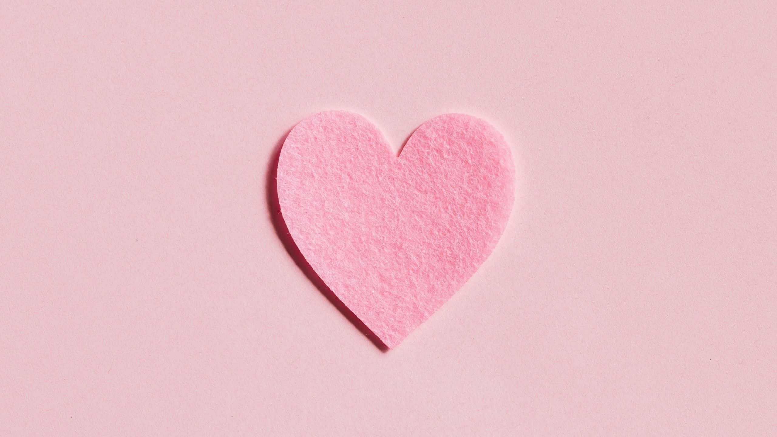 light pink, felt heart, textured background, 2K Desktop Wallpaper
