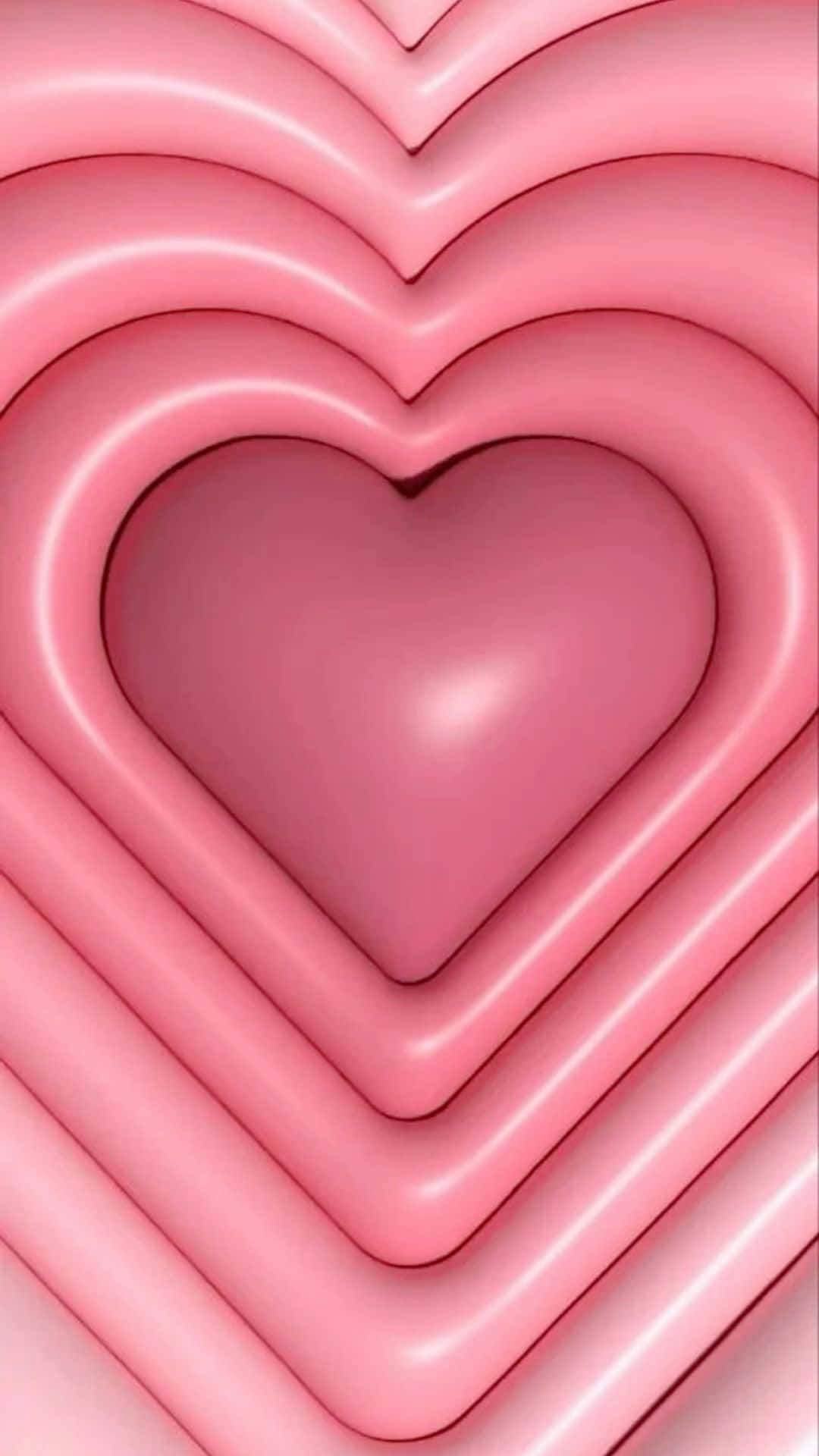 Pink Heart Layers Abstract, glossy pink hearts, soft glowing tunnel effect, Full HD Phone Wallpaper