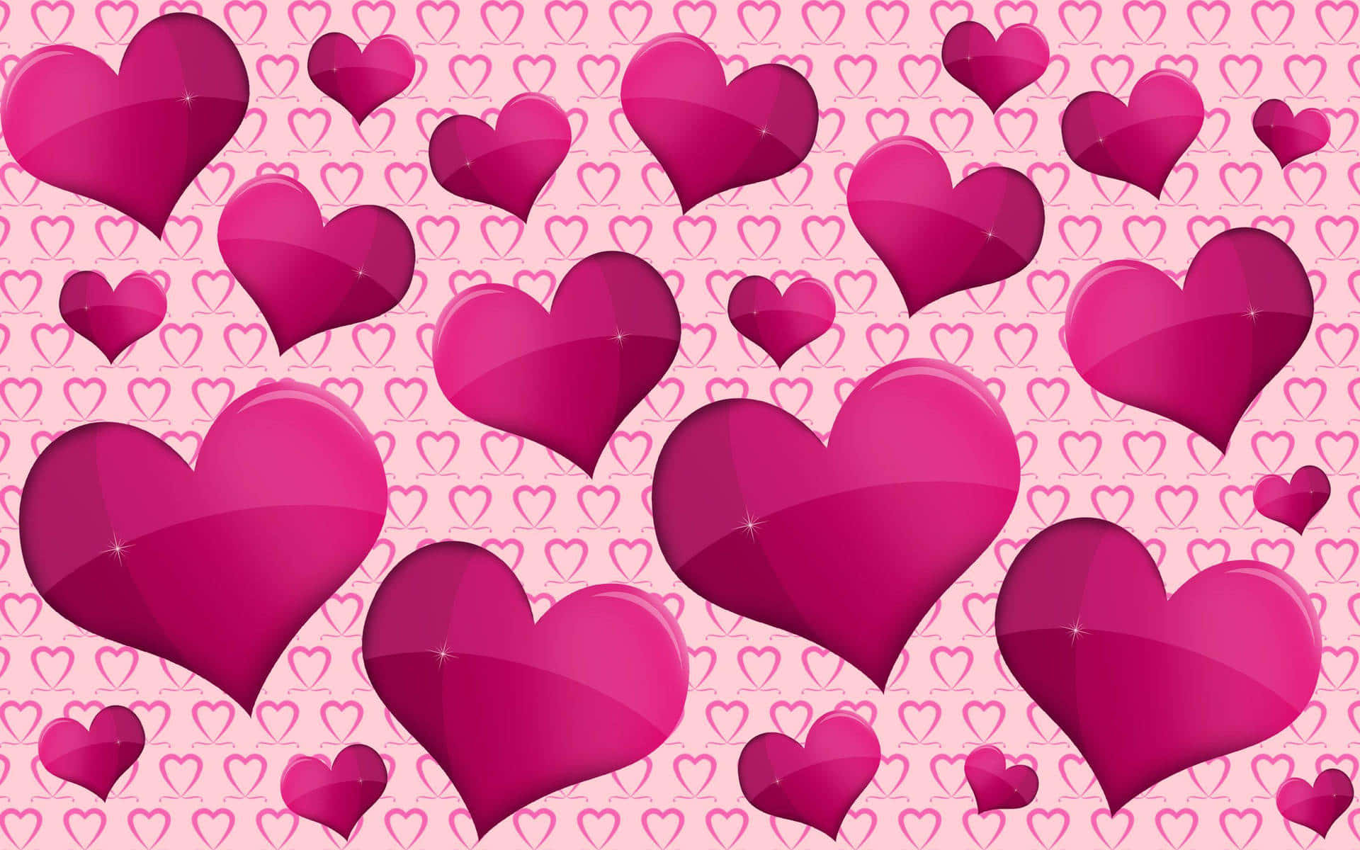 glitter pink hearts, 1920 x 1200, vibrant pink hearts, Full HD Desktop Wallpaper